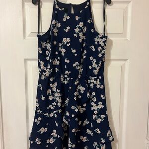 Floral Navy Sleeveless Dress